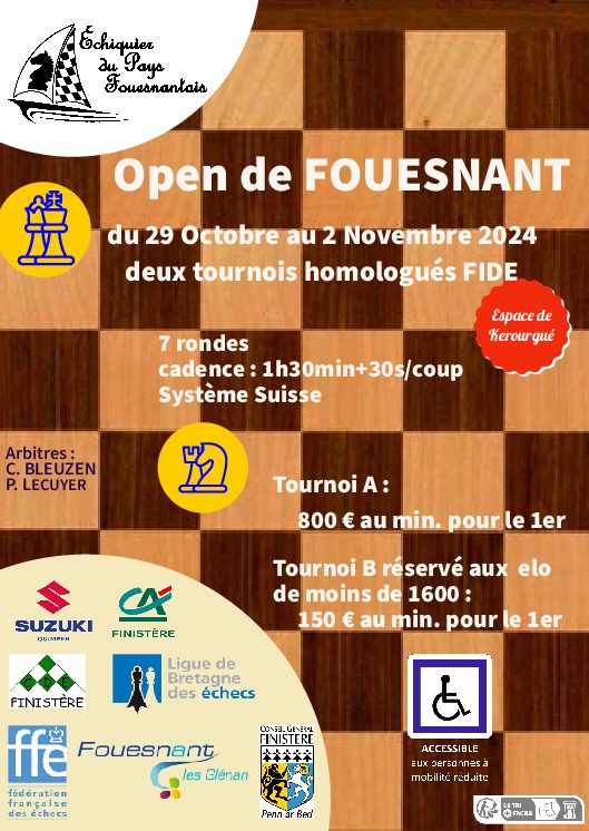 Open international de Fouesnant Edition 2024 : pensez à vous inscrire !